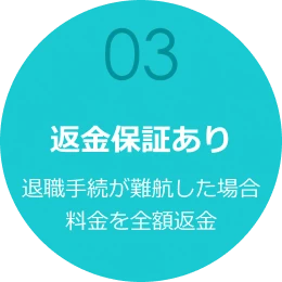 返金保証あり　退職手続が難航した場合は料金を全額返金